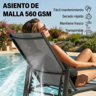 Tumbona de exterior gris y beige