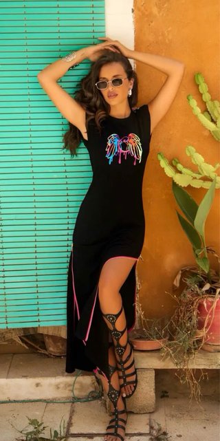Vestido Negro Verano Multicolor