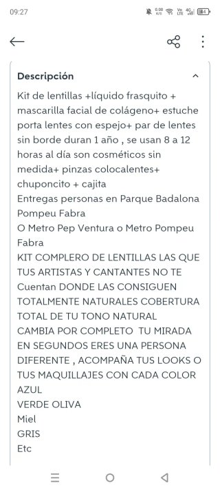 Lentillas sin borde  1 año kit completo 10 euritos