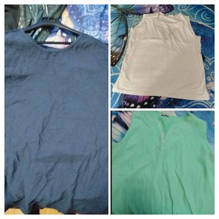 Lote 3 blusas mujer verde azul y blanca