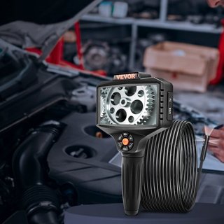 Cámara de Inspección de Triple Lente con Luz, Pantalla IPS de 12.7 cm, Borescopio Industrial, Zoom 8X, Pantalla Dividida 1080P HD, Cámara de Alcance con 10 Luces LED para Automotriz, Fontanería (5m)