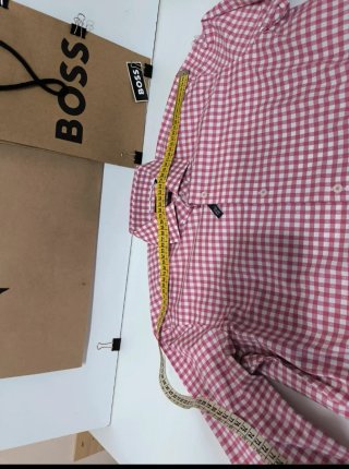 Camisa BOSS cuadros rosa y blanco