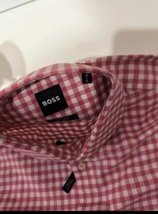 Camisa BOSS cuadros rosa y blanco