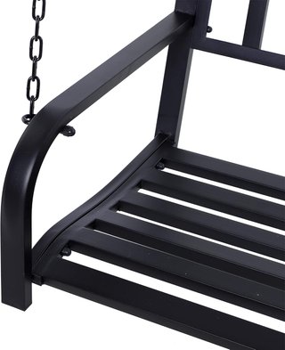 Columpio Suspendido de Jardín para 2 Personas, Bancada Romántica de Metal Negro para Exteriores, 127 X 60 X 47Cm