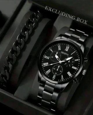 Reloj Negro y Plateado