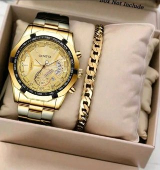 Reloj Hombre Dorado y Negro