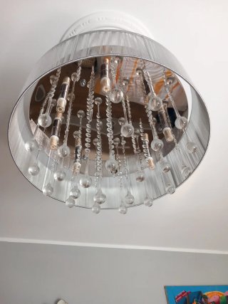 Lámpara colgante gris con cristales