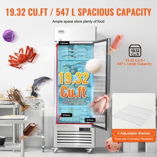 Congelador Comercial 20.12 Pies Cúbicos, Congelador Vertical de Una Puerta, Congelador de Acero Inoxidable con Descongelación Automática y 3 Estantes Ajustables, Control de Temperatura de -13 a 5℉...