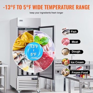 Congelador Comercial 20.12 Pies Cúbicos, Congelador Vertical de Una Puerta, Congelador de Acero Inoxidable con Descongelación Automática y 3 Estantes Ajustables, Control de Temperatura de -13 a 5℉...