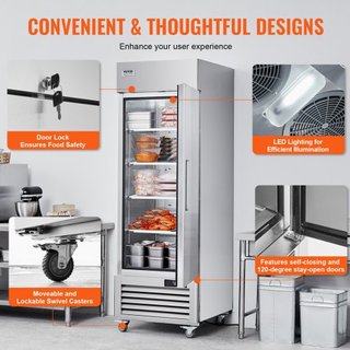 Congelador Comercial 20.12 Pies Cúbicos, Congelador Vertical de Una Puerta, Congelador de Acero Inoxidable con Descongelación Automática y 3 Estantes Ajustables, Control de Temperatura de -13 a 5℉...