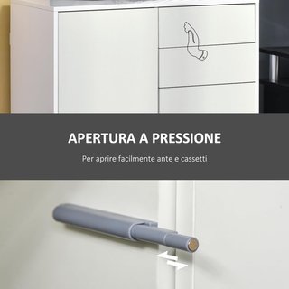 Mueble con 2 Cajones y 2 Puertas, Apertura a Presión, Mueble con 2 Cajones y 2 Puertas para Casa y Oficina, 79X36X74Cm, Blanco Mate