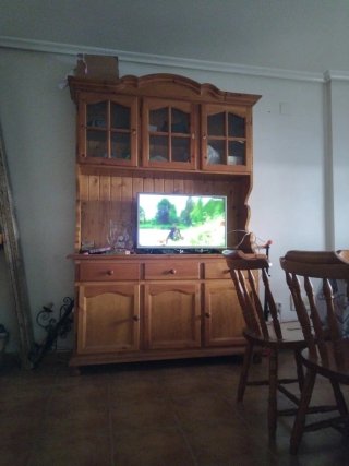 Mueble Alacena Madera y Cristal
