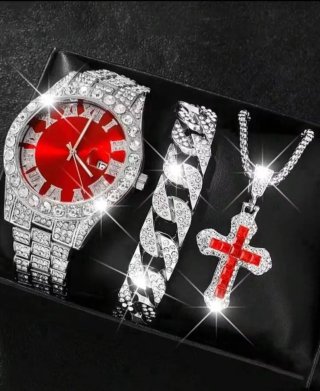 Reloj de Hombre con Cristales y Conjunto