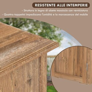 Armario Exterior de Madera de Abeto con 2 Puertas, Caseta de Jardín para Herramientas con Techo y Cierre Magnético, para Jardín y Balcón, 77X55X72 Cm, Marrón