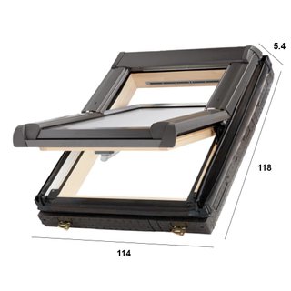 VENTANA DE TECHO ALUMINIO-PINO BARNIZADO 114 X 118