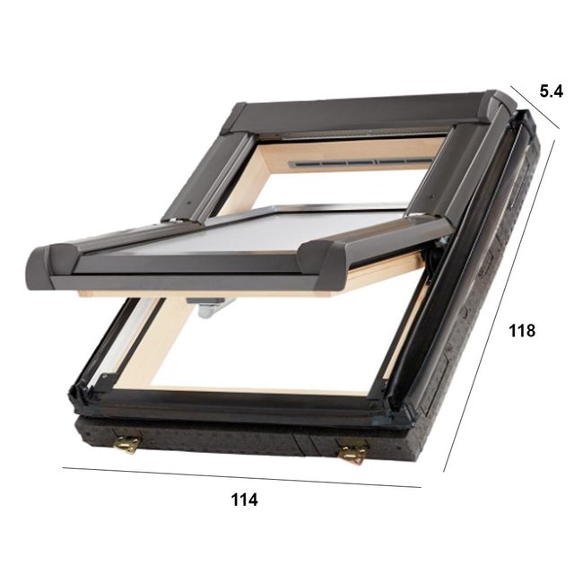 VENTANA DE TECHO ALUMINIO-PINO BARNIZADO 114 X 118