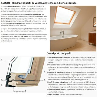 VENTANA DE TECHO ALUMINIO-PINO BARNIZADO 114 X 118