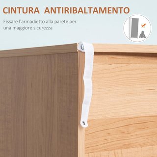 Cómoda Elevada de 3 Cajones para Sala de Estar y Dormitorio, Cómoda Moderna de Madera, 80X39X80 Cm, Blanca y Color Madera