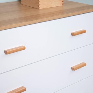 Cómoda Elevada de 3 Cajones para Sala de Estar y Dormitorio, Cómoda Moderna de Madera, 80X39X80 Cm, Blanca y Color Madera