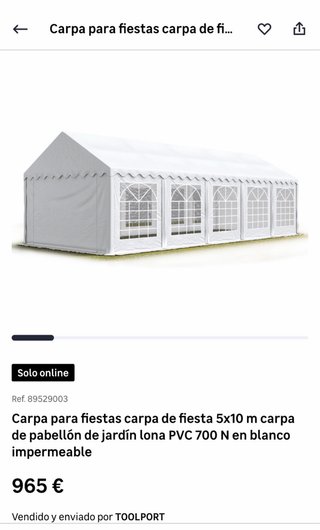 Carpa para fiestas 5x10 TOOLPORT