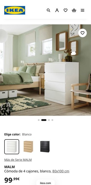 Cómoda MALM de Ikea 4 cajones + burro de ropa.
