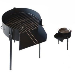 Barbacoa-paella leña y carbon desmontable. Funda
