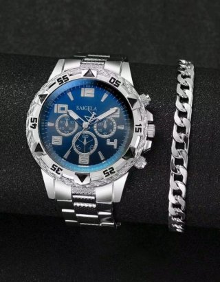 Reloj Hombre Azul y Plateado