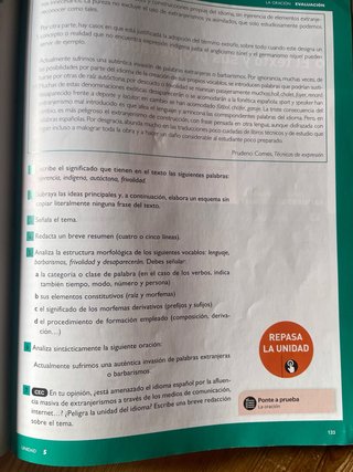 Lengua castellana y literatura 1, Le Bachillerato
