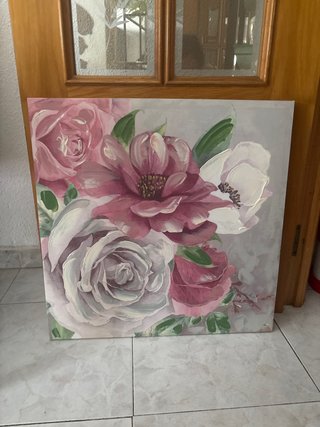 Cuadro de flores rosas y blancas