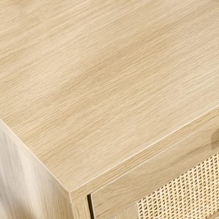Mesita de Noche con 2 Cajones, Mesa de Estilo Boho Elegante 40X40X56Cm, Color Madera Natural