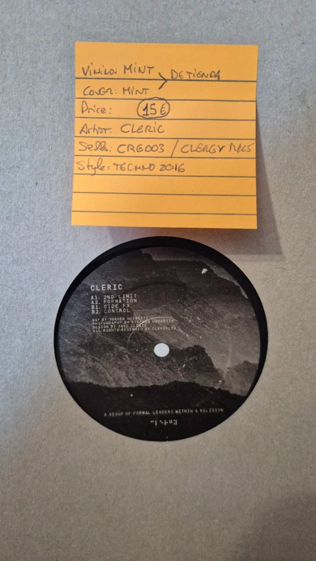 Cleric - CRG003 Vinilo Techno
