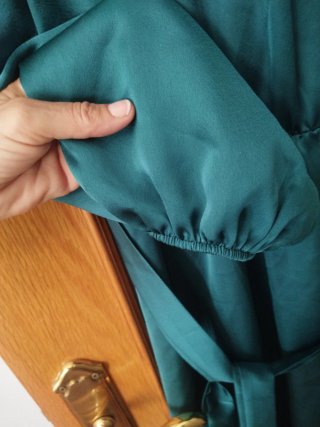 Vestido largo elegante verde azulado