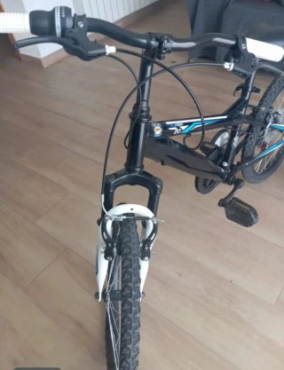 Bicicleta infantil negra con ruedines