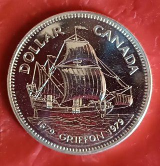 Moneda 1 Dólar Canadá Griffon 1979 Plata