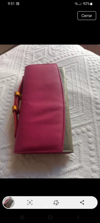 Cartera Soruka Cuero Rosa y Gris