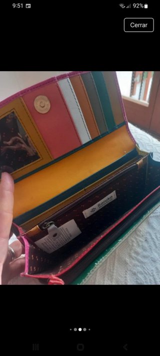 Cartera Soruka Cuero Rosa y Gris