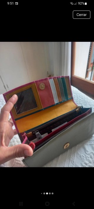 Cartera Soruka Cuero Rosa y Gris