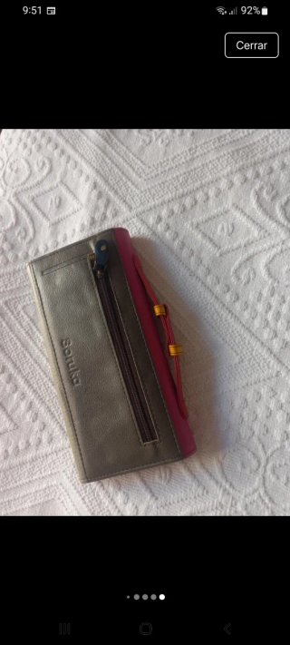 Cartera Soruka Cuero Rosa y Gris