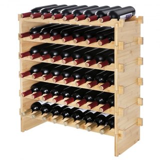 48 Botellas Estante Modular Apilable para Vino Estante de Madera de Bambú 6 Niveles