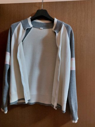 Twinset cardigan grigio e bianco