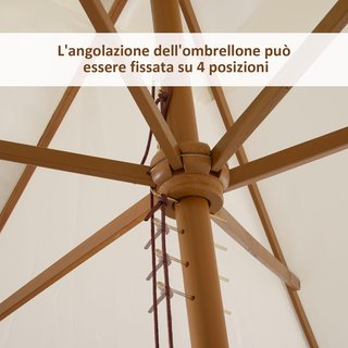 Sombrilla De Jardín 2X3 M Con Cuerda Y Ventilación, Sombrilla De Exterior Con 6 Varillas De Madera, Bambú Y Poliéster 180G/㎡, para Patio, Terraza Y Balcón