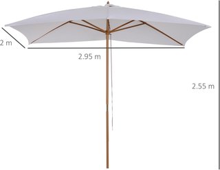 Sombrilla De Jardín 2X3 M Con Cuerda Y Ventilación, Sombrilla De Exterior Con 6 Varillas De Madera, Bambú Y Poliéster 180G/㎡, para Patio, Terraza Y Balcón