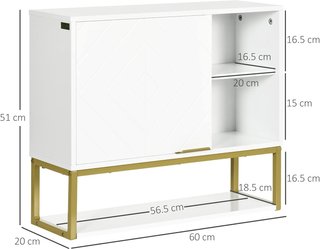 Armario de Baño Ahorra Espacio de 2 Niveles, Montaje en Pared con Estantes Abiertos en MDF Blanco, 60X20X51 Cm