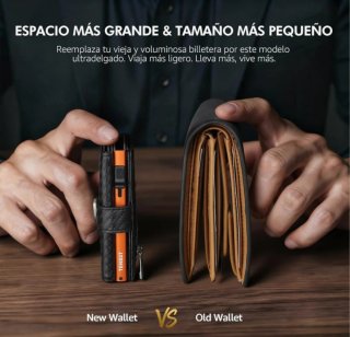 Cartera TENBST Hombre Negro/Naranja