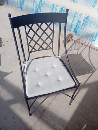 Mesa forja cristal 1.50x1m + 6 sillas