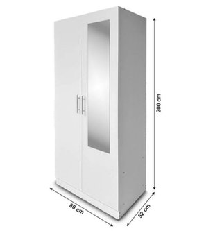 Armario 2 puertas 80cm madera y espejo
