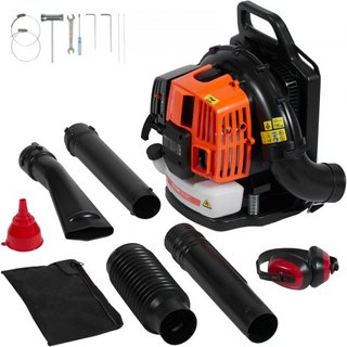 Soplador de Hojas de Mochila, Soplador de Hojas de Gas de 63CC 2 Tiempos con Tanque de Combustible de 1.89L, Volumen de Aire de 1110CFM Velocidad de 220MPH, Ideal para Cuidado del Césped, Limpieza...