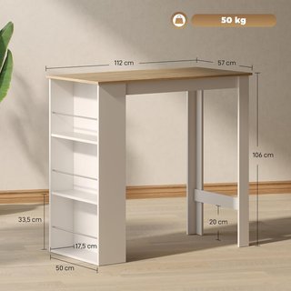Mesa Alta Cocina HOMCOM 112x57x106cm