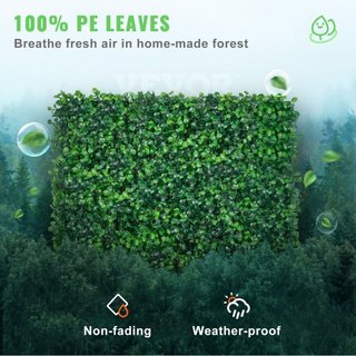 12PCS 10x10 pulgadas Paneles de Boxwood Artificial, Mat de Pared de Boxwood Hedge, Pared de Fondo de Césped Artificial, Pantalla de Seto de Privacidad Protegida UV para Jardín Interior Exterior, C...