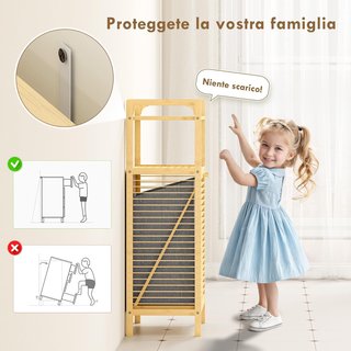 Mueble de Baño de Listones con Cesto de Ropa Extraíble de 37L y Armario Contenedor, Mueble de Baño en Bambú y Poliéster, 40X30X95 Cm, Gris y Color Madera